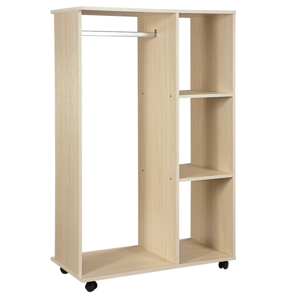 Stand Appendiabiti con 3 Ripiani e Barra Attaccapanni per Vestiti, 80x40x128 cm, Beige