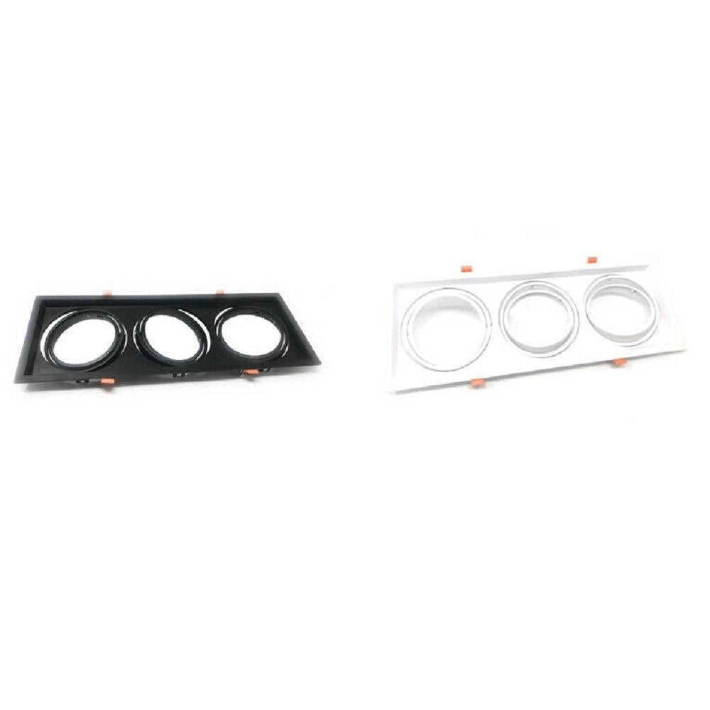 Trade Shop - Portafaretti Incasso Triplo Per Faretto Ar111 Rettangolare Orientabile P-ar111-3 -