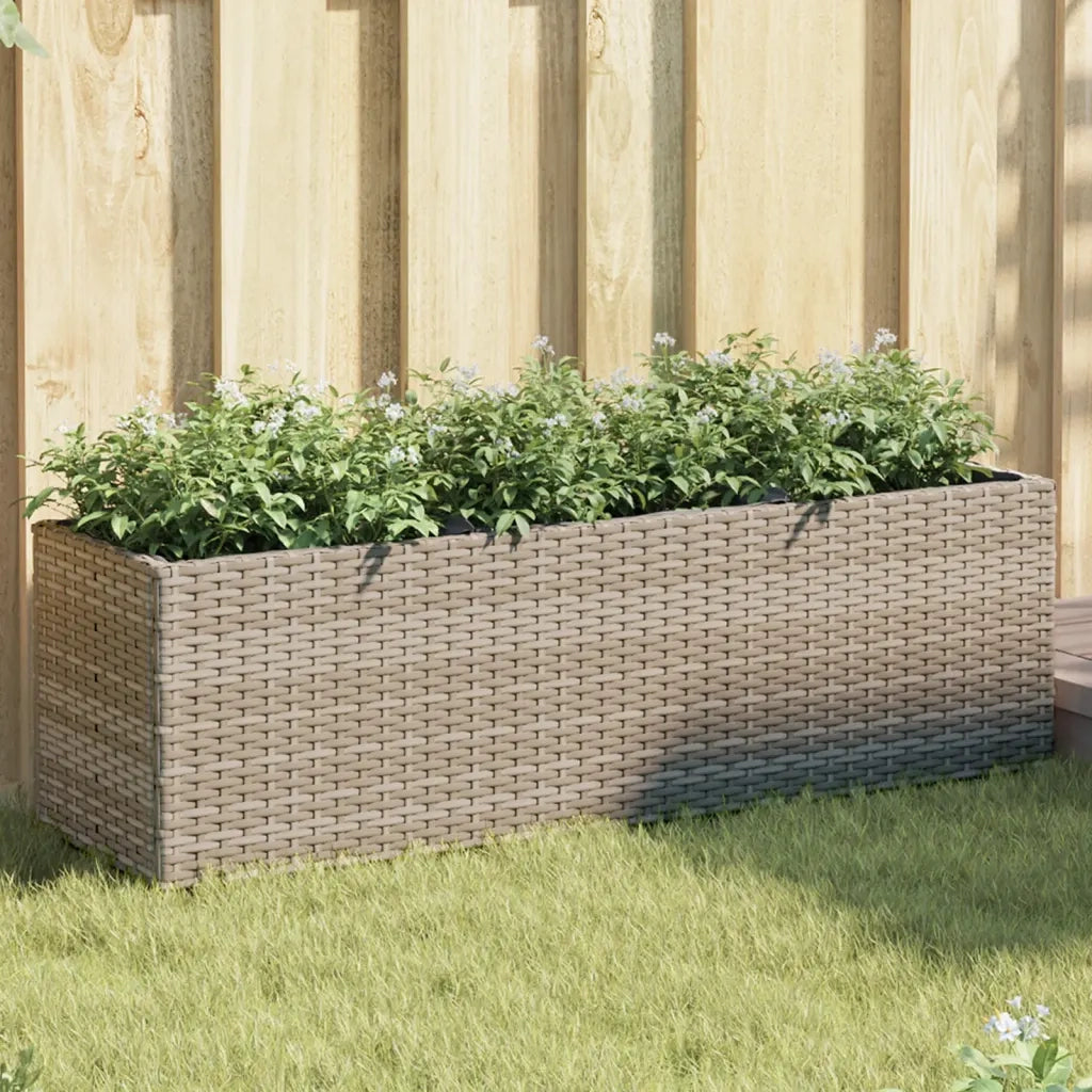 Fioriere | Cassetta per fiori | Vaso da Giardino con 3 Vasi Grigie 105x30x32 cm Polyrattan