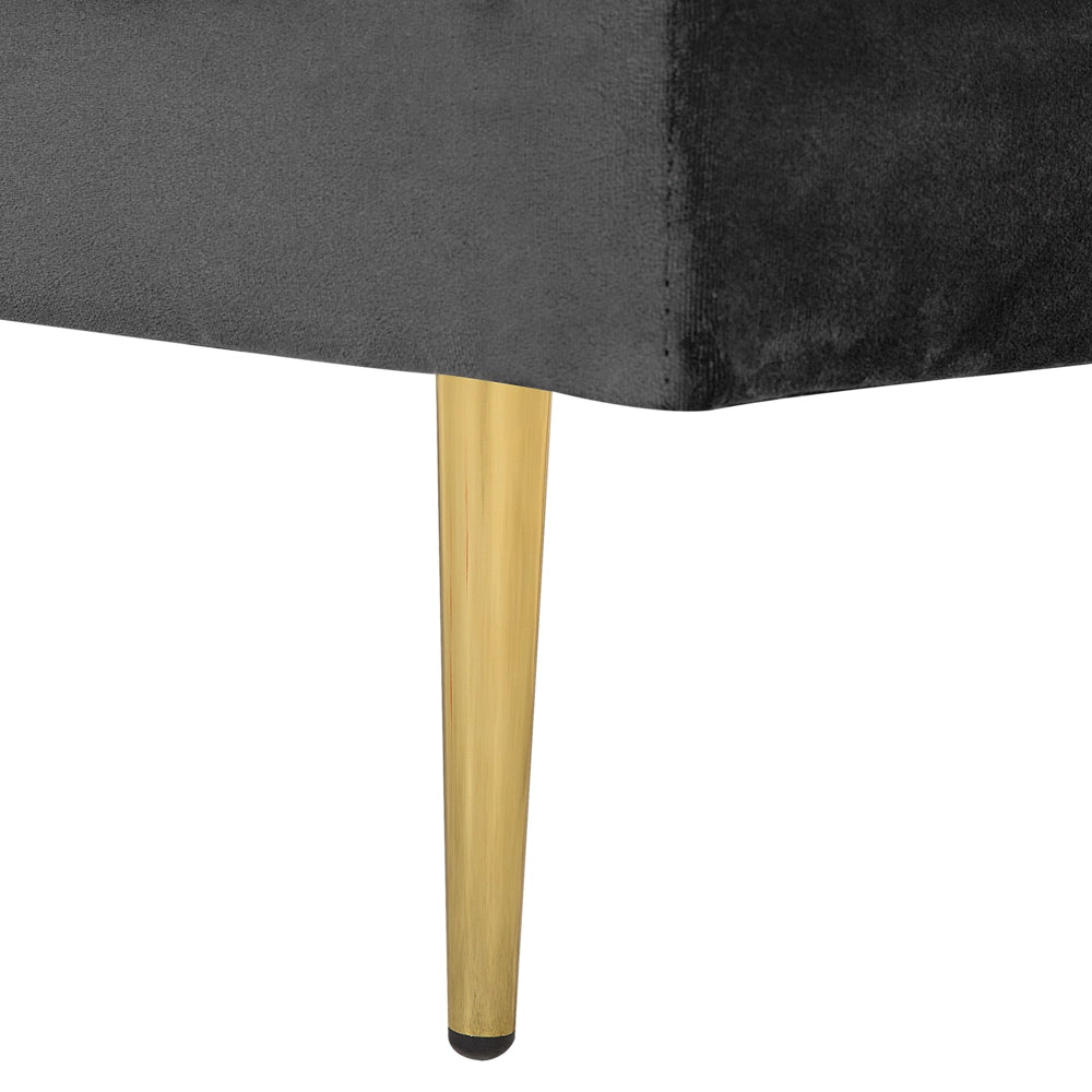 Chaise longue Nero Velluto Imbottito versione sinistra Orientamento Gambe In Metallo Rafforzamento Cuscino Design Moderno