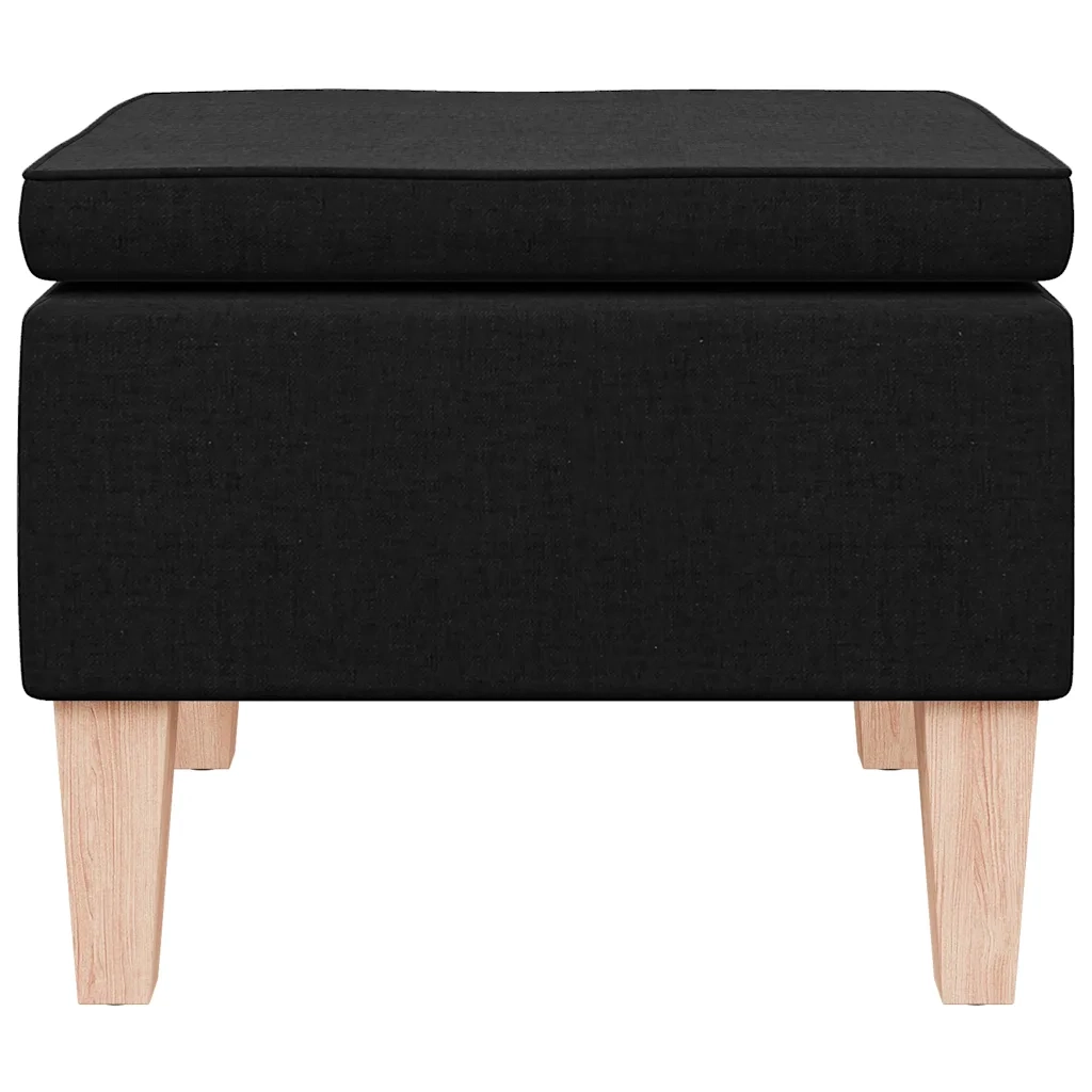 Poggiapiedi con Gambe in Legno Nero in Tessuto 329427