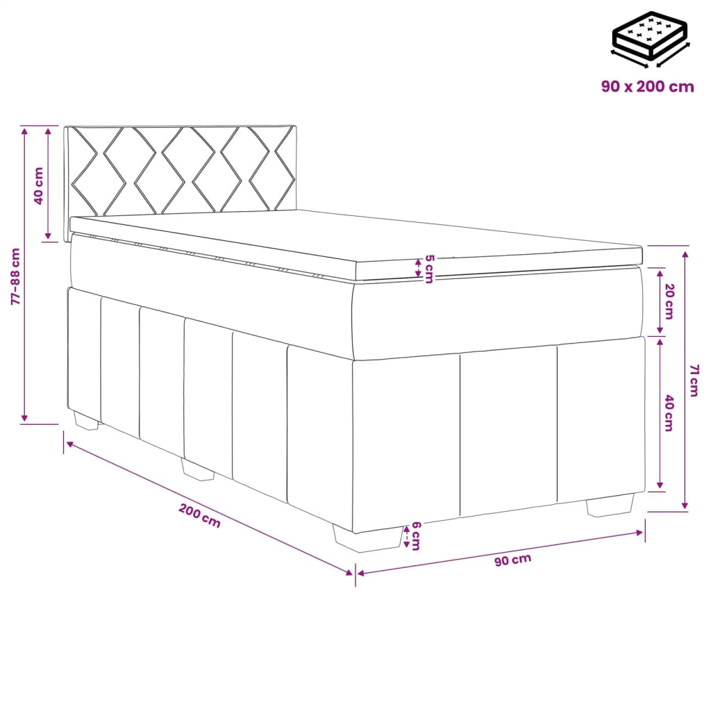 Letto box spring con materasso Marrone Scuro 90 x 200 cm 3451132