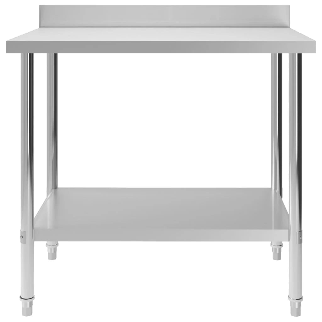 Tavolo da lavoro da cucina con alzatina 100 x 60 x 93 cm acciaio inox 02_0001907