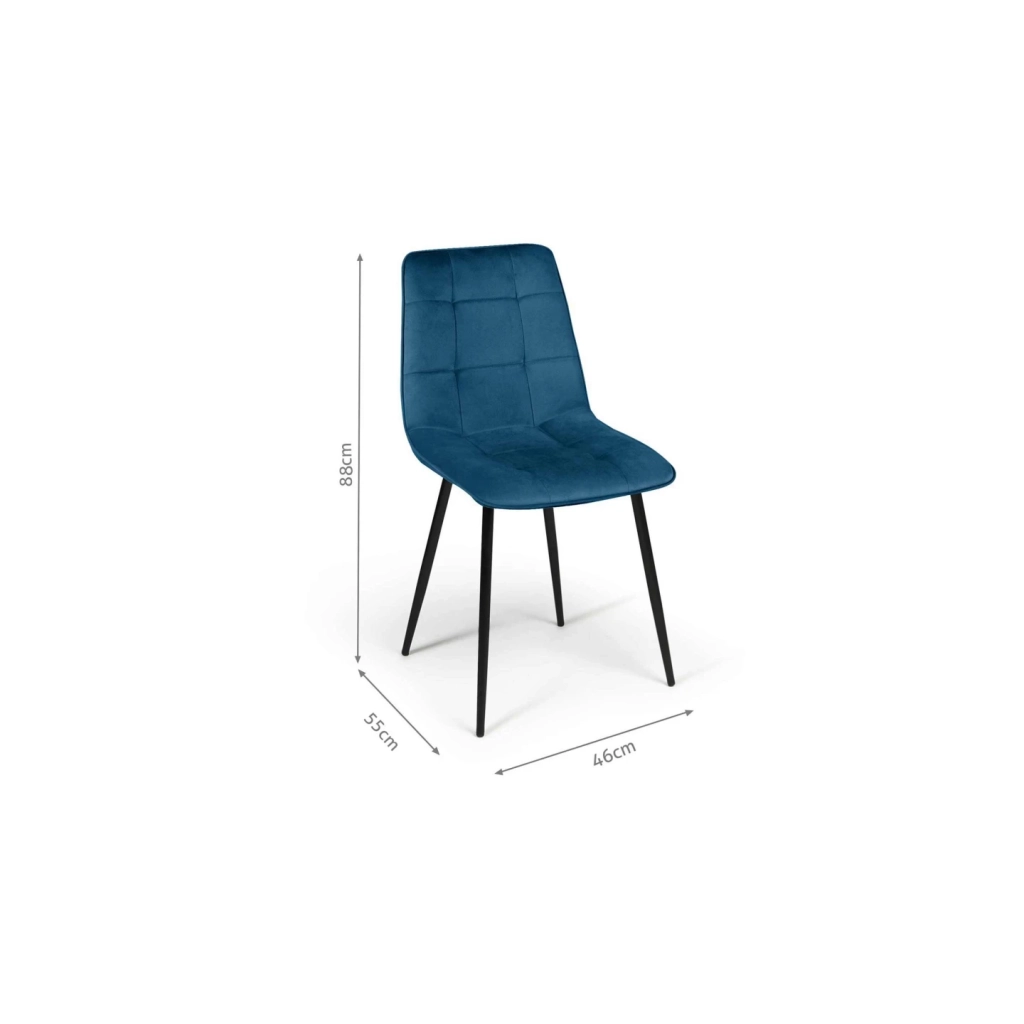 IDMarket - Set di 4 sedie da pranzo MILA in velluto blu