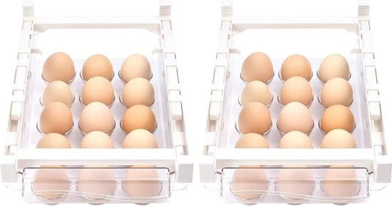 Scaffalatura frigorifera, contenitore per uova, può contenere 15 uova e risparmia il 50% dello spazio frigorifero (2 pezzi)
