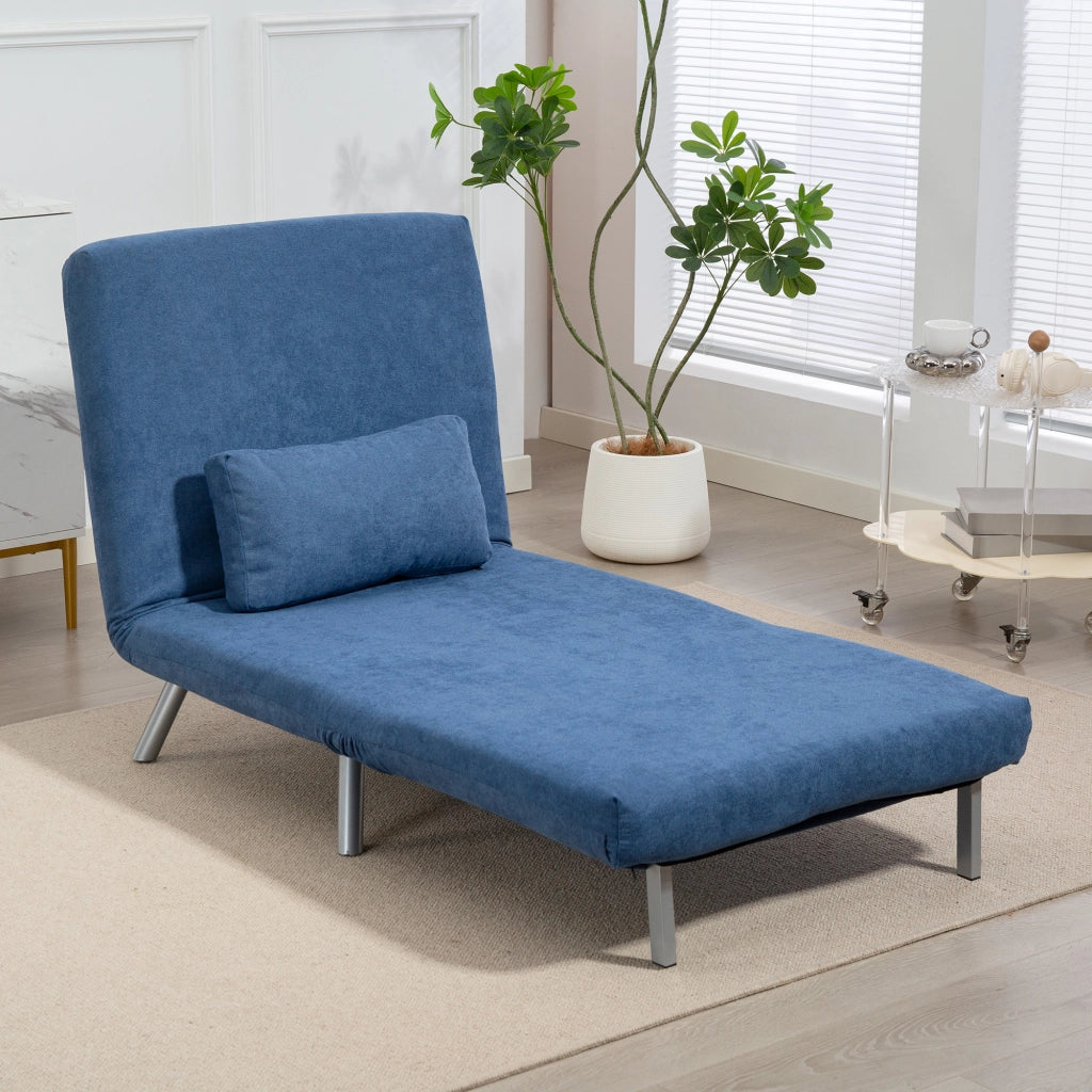 Poltrona letto ¨C zephmum ¨C blu, tessuto, 1 posto, con cuscino