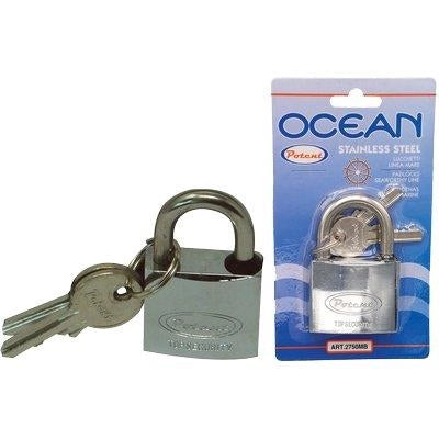 LUCCHETTO OCEAN 2700MB POTENT - OTTONE ARCO ACCIAIO INOX CHIAVI 2 MM 30- 3 pezzi
