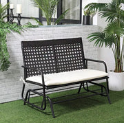 Panchina a Dondolo 2Posti in Rattan per Esterno Giardino con Struttura in Acciaio
