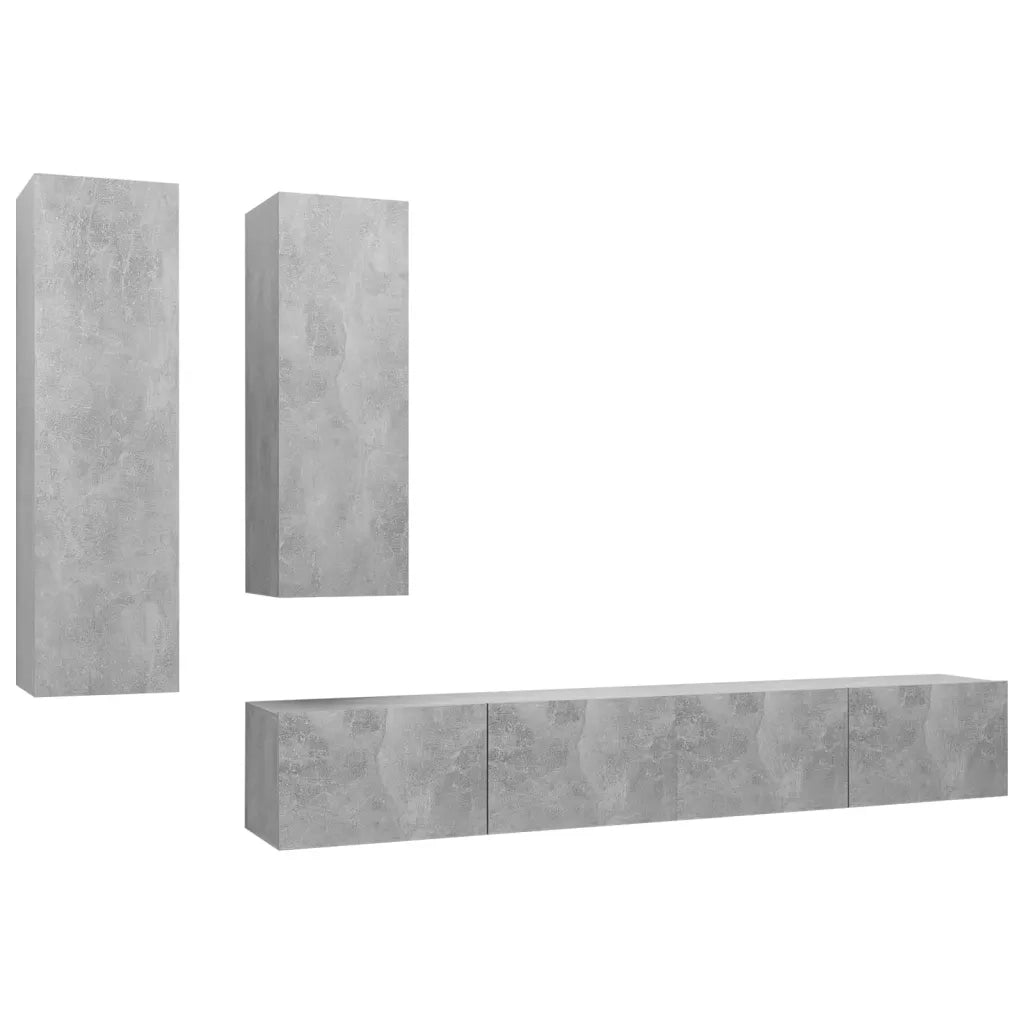 Set di Mobili Porta TV 4 pz Grigio Cemento in Legno Multistrato 3079153