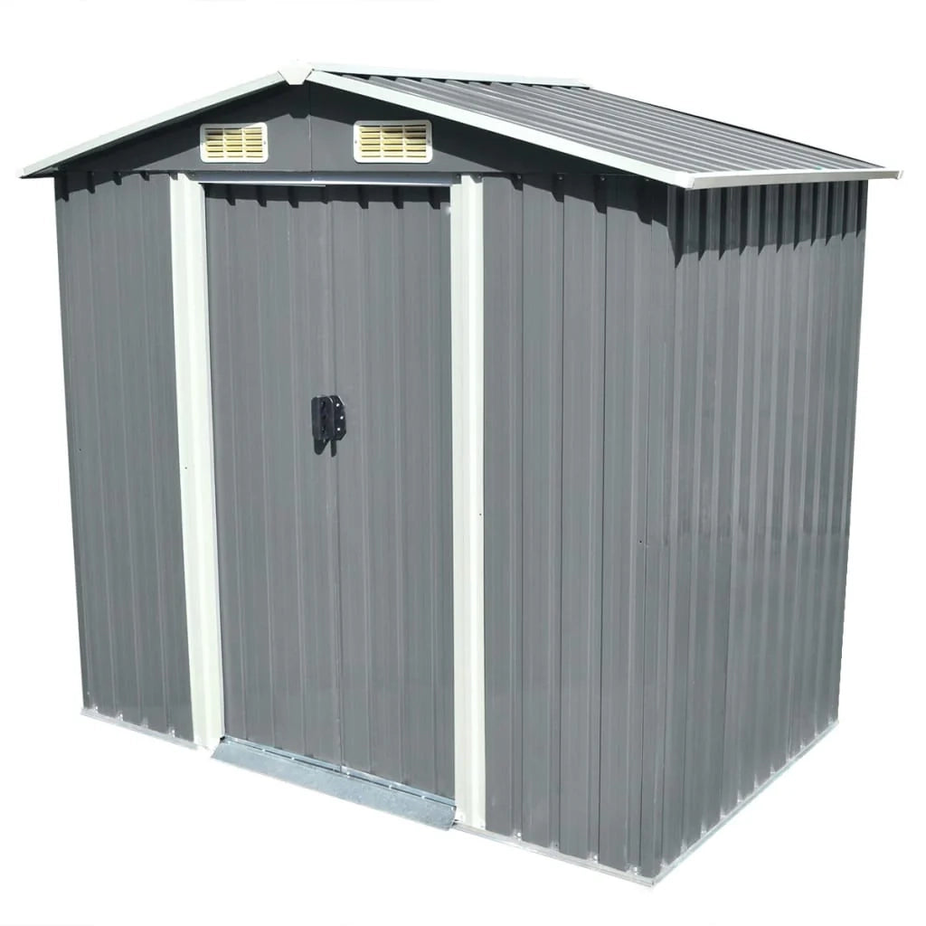 Casetta da giardino cabina ripostiglio capanno da esterno capanno per attrezzi metallo robusto 204 x 132 x 186 cm grigio 02_0022388