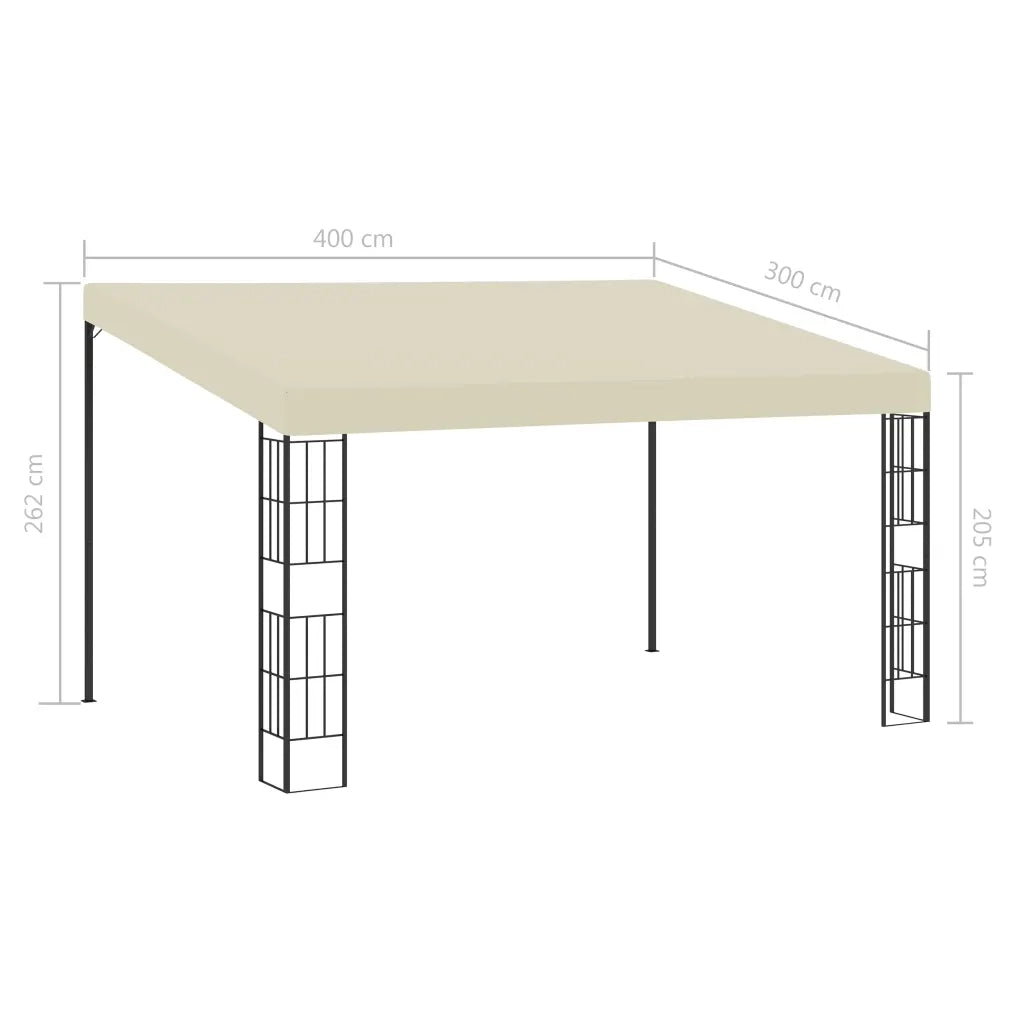Gazebo a Parete 3x4 m Crema in Tessuto 47988