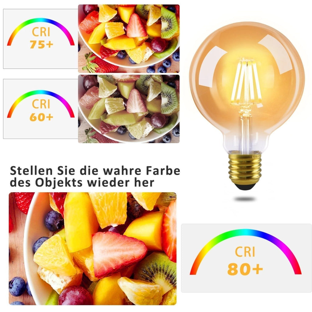 ZMH Confezione da 6 lampadine LED vintage E27 G95 Bianco caldo