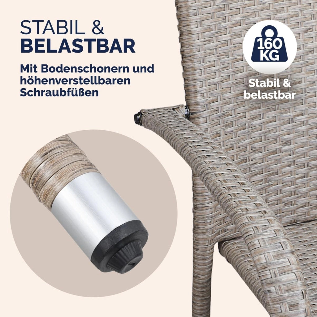 ® Set 4 Sedie da Giardino in Polyrattan Impilabili Regolabili con Portata di 160 kg per Balcone Terrazza Sedia Esterno Sedia da Tavolo