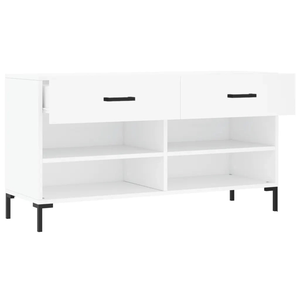 Panca Porta Scarpe | Scarpiera | Mobile per scarpe Bianca 102x35x55 cm in Legno Multistrato