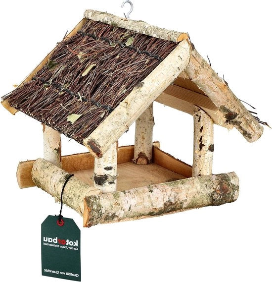 Nido per Uccelli in Legno a Forma di Casa da Appendere in Betulla Miele 25,5 x 25,5 x 23,5 cm Resistente alle Intemperie per gli Uccelli