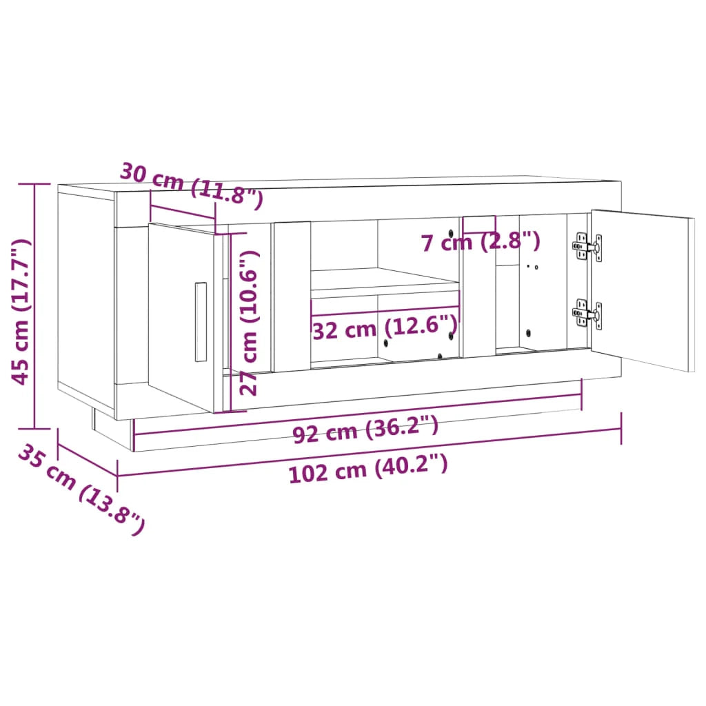 Mobile TV multimediale mensola TV credenza TV sala da pranzo soggiorno camera da letto 102 x 35 x 45 cm legno ingegnerizzato bianco 02_0025569
