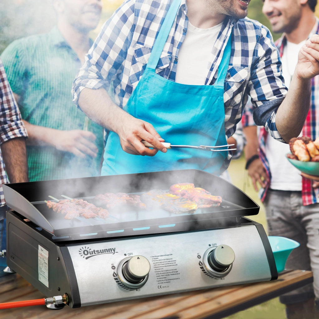 Barbecue a Gas da Tavolo con 2 Bruciatori ¨C Zephmum ¨C Nero 48.5x46x21cm