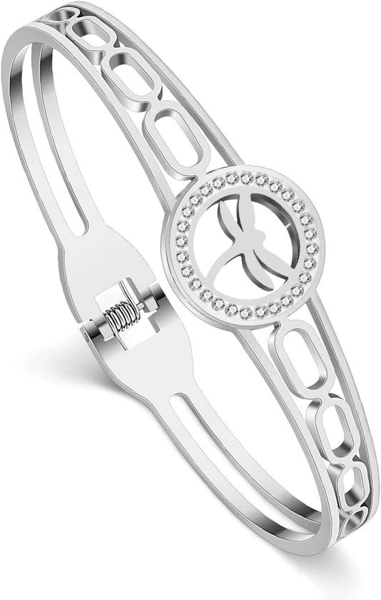 Bracciale in Acciaio Inossidabile con Finestra in Oro 18K Decorazione Giardino Perle per Donne Ragazze
