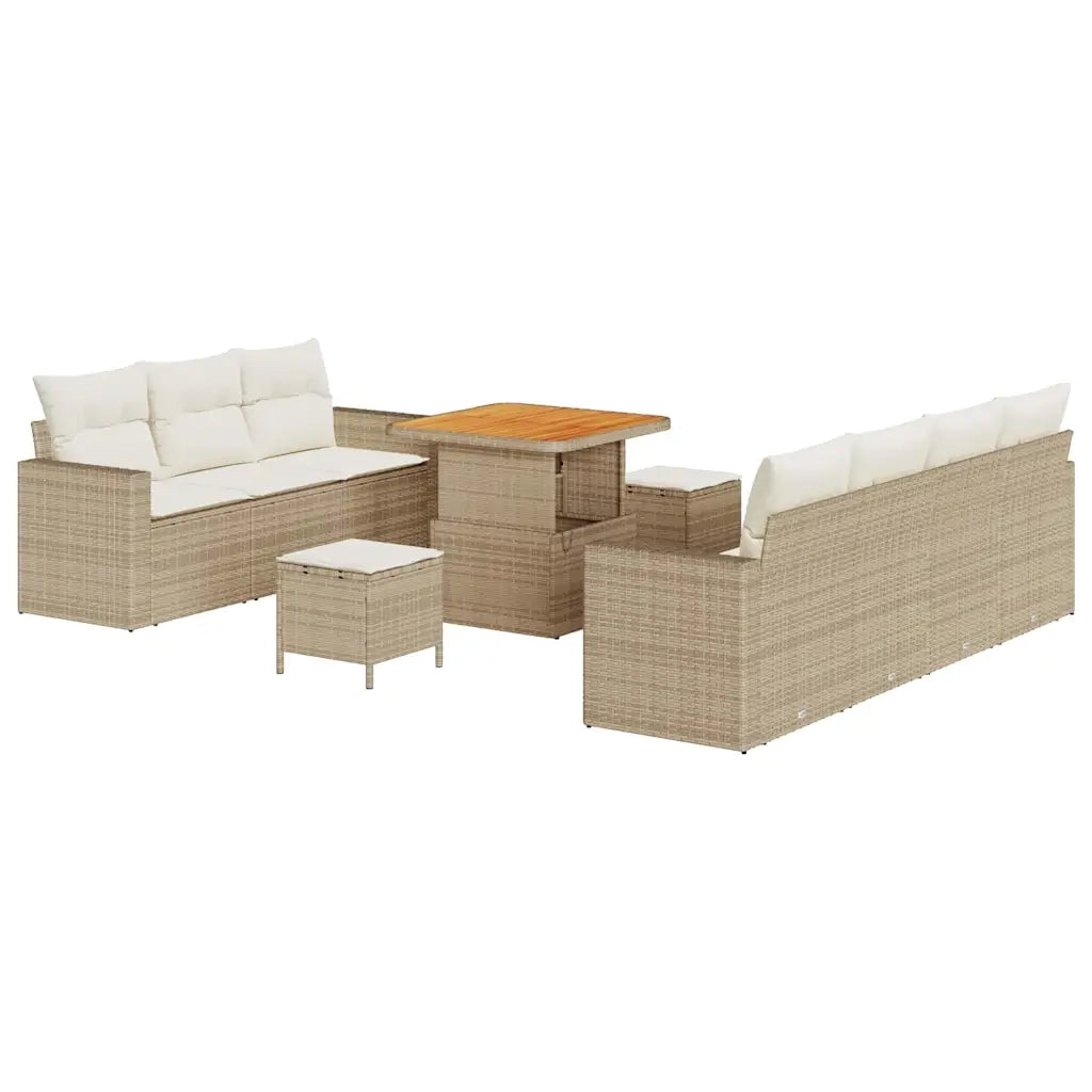 Set Divano da Giardino 10 pcs Beige polyrattan