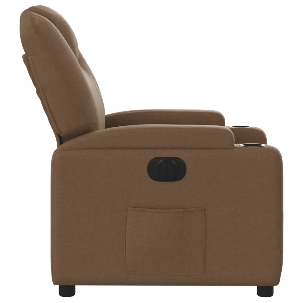 Poltrona | Sedia Relax Elettrica Reclinabile Marrone in Tessuto