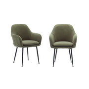 Set 2 poltrone in velluto a coste con gambe in metallo, kaki