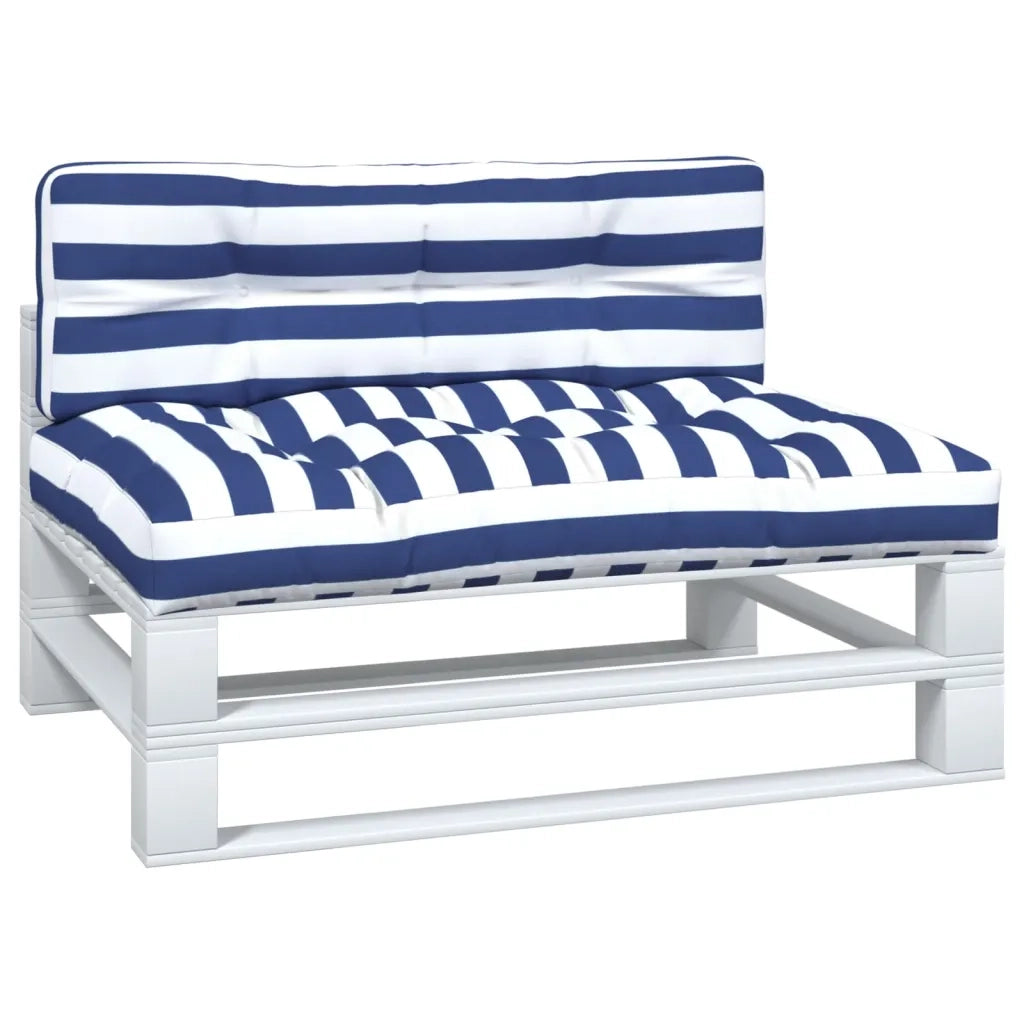 Cuscini per Pallet 2 pz Strisce Blu e Bianche in Tessuto 360748