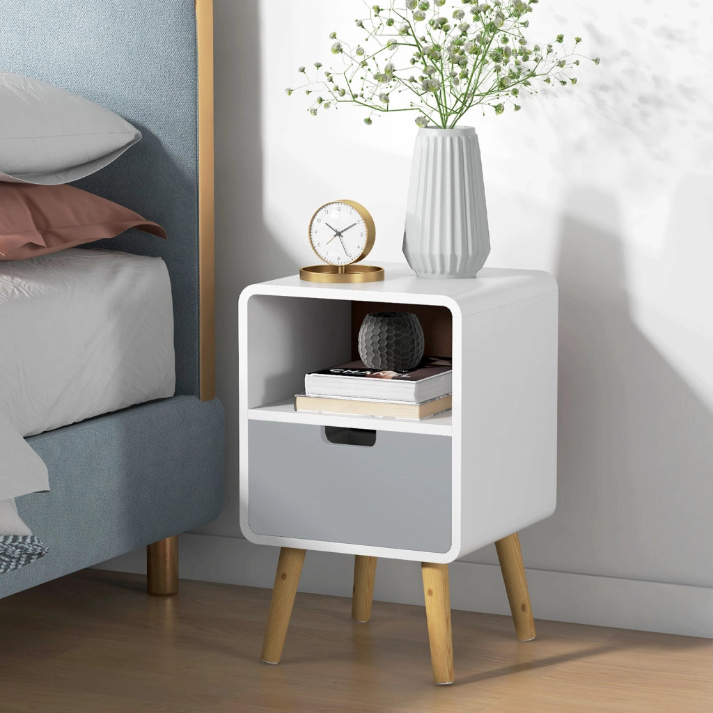 Comodino Scandinavo con Cassetto ¨C Zephmum ¨C Bianco 40x38x58 cm
