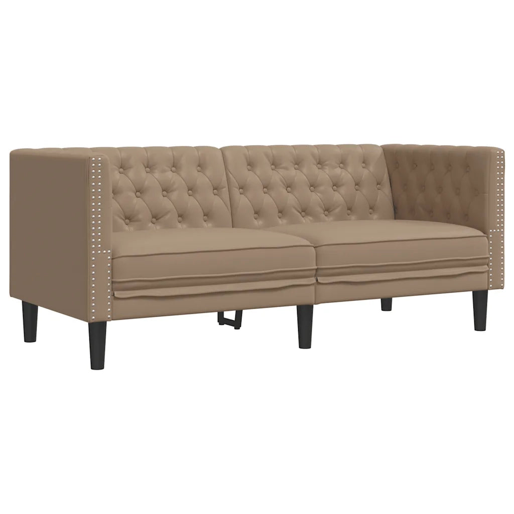 Set Divani Chesterfield 2pz Cappuccino in Similpelle
