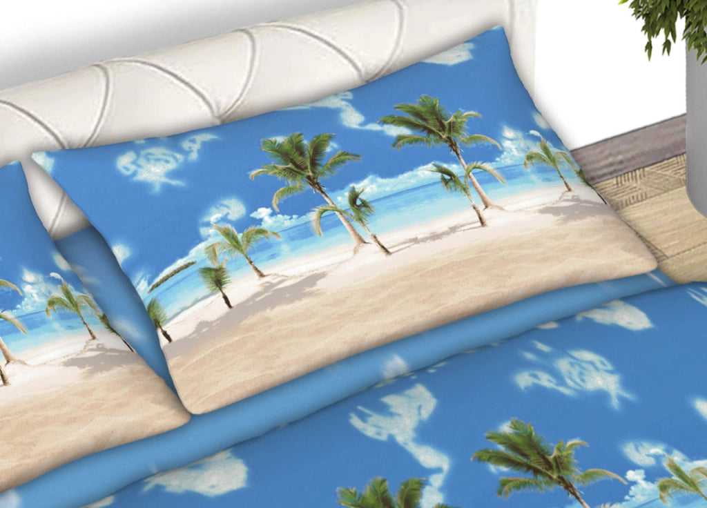 Completo Lenzuola Letto 100% Cotone Made Italy Disegno Playa CN - Singolo - Playa