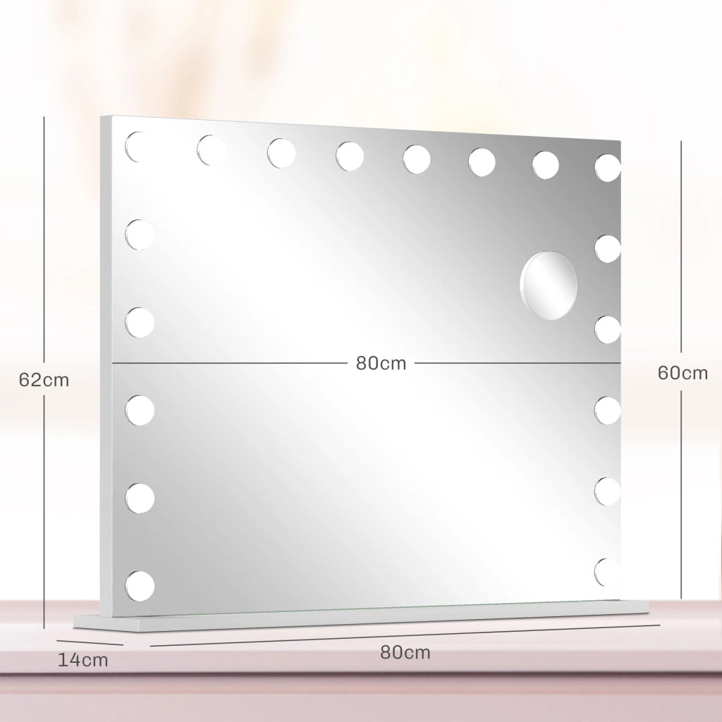 Specchio da trucco con LED regolabile e lente d'ingrandimento ¨C zephmum ¨C 80x62 cm