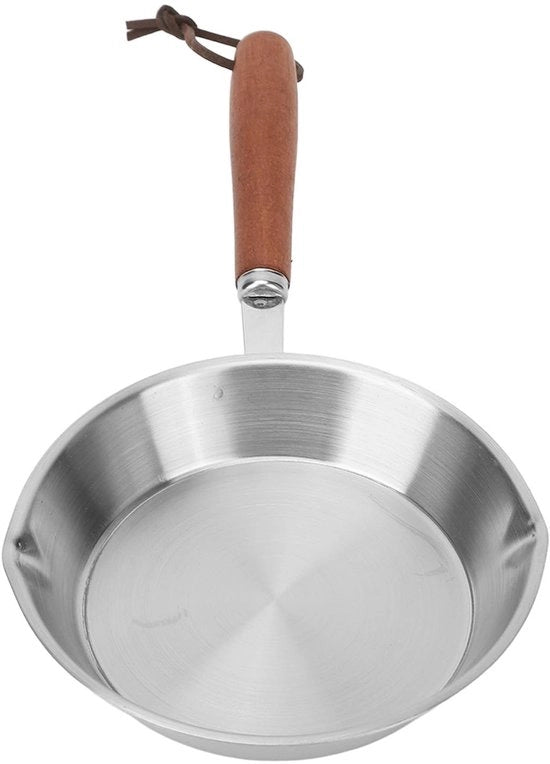 Pentola da Frittura 12 cm - Acciaio Inox - Induzione - Smalto Antitrasferimento - Maniglia in Legno Ergonomica - Riscaldamento Uniforme