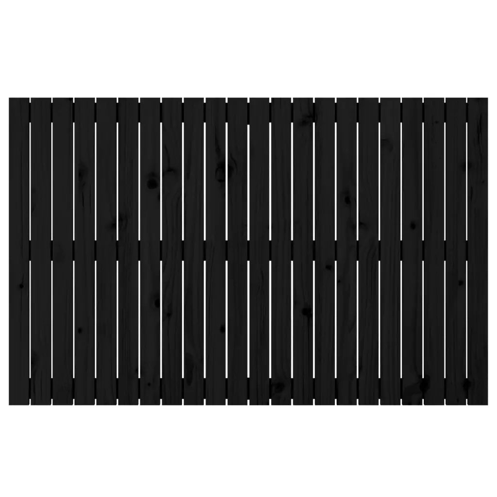 Testiera da Parete Nera 140x3x90 cm in Legno Massello di Pino