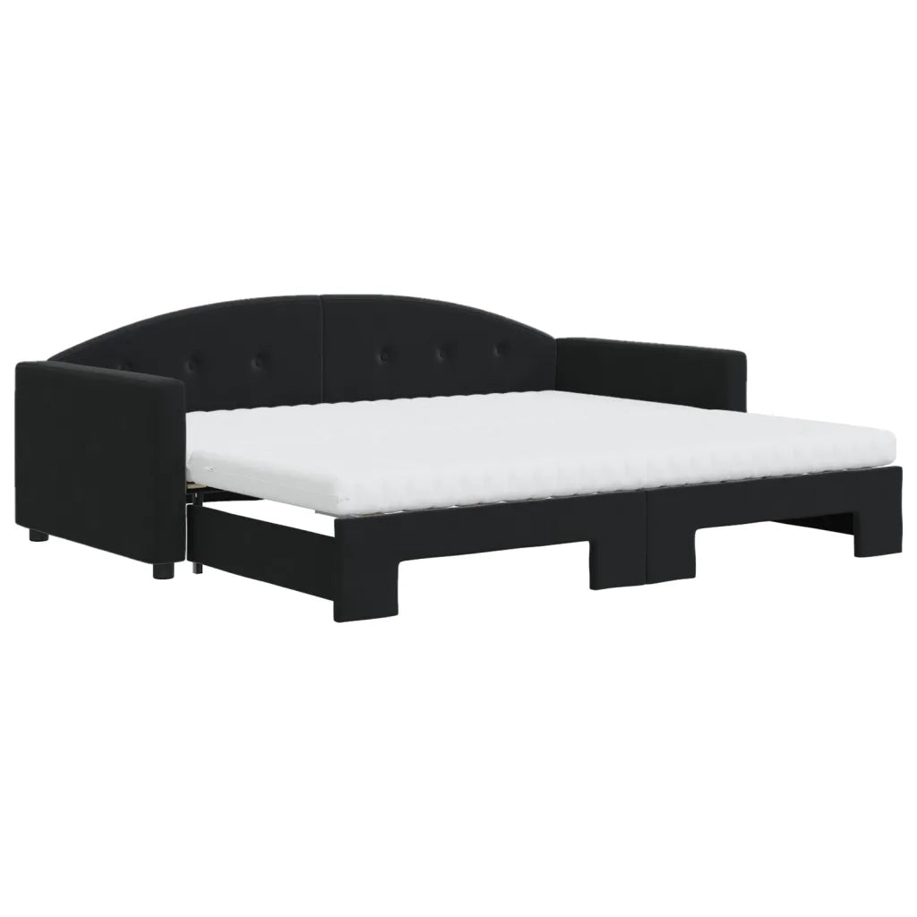 Divano Letto Estraibile con Materassi Nero 90x200 cm Velluto