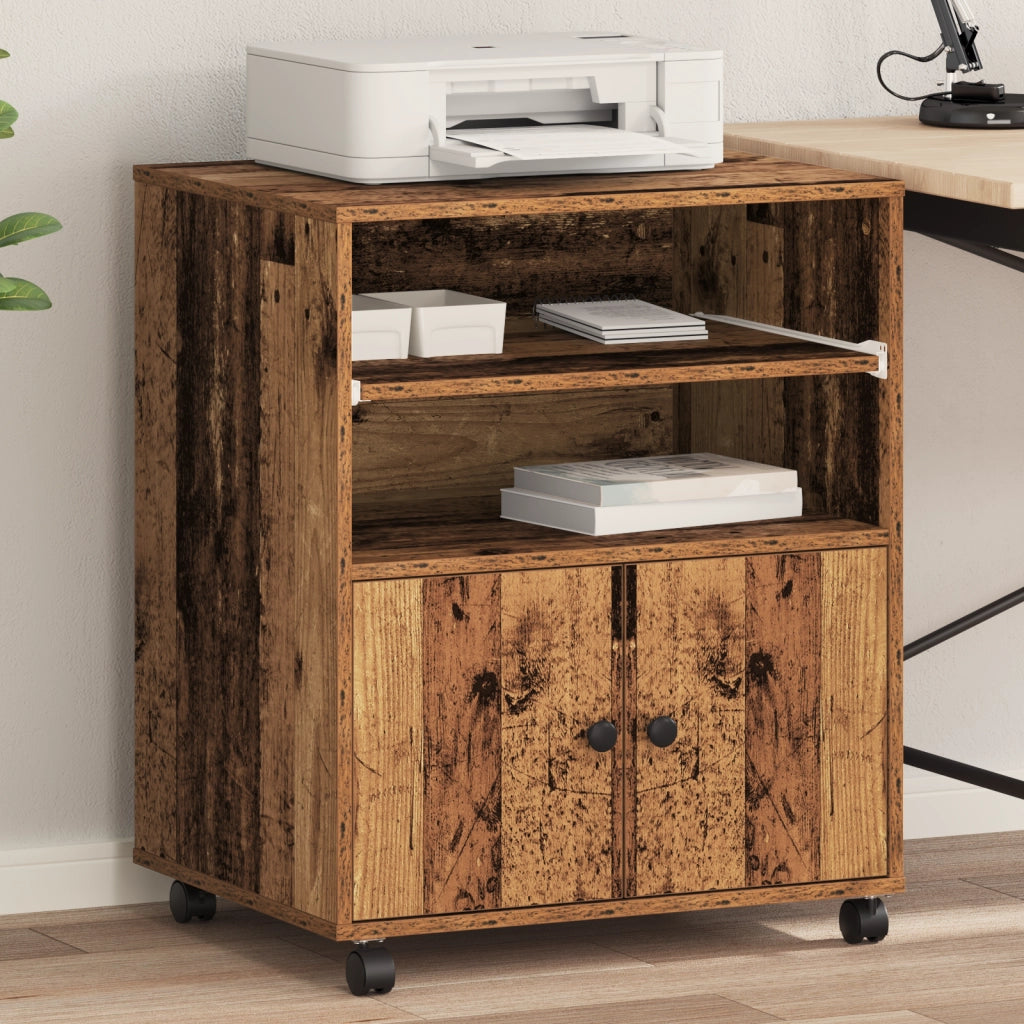 Supporto per Stampante con Ruote Legno Vecchio 60x48x74 cm