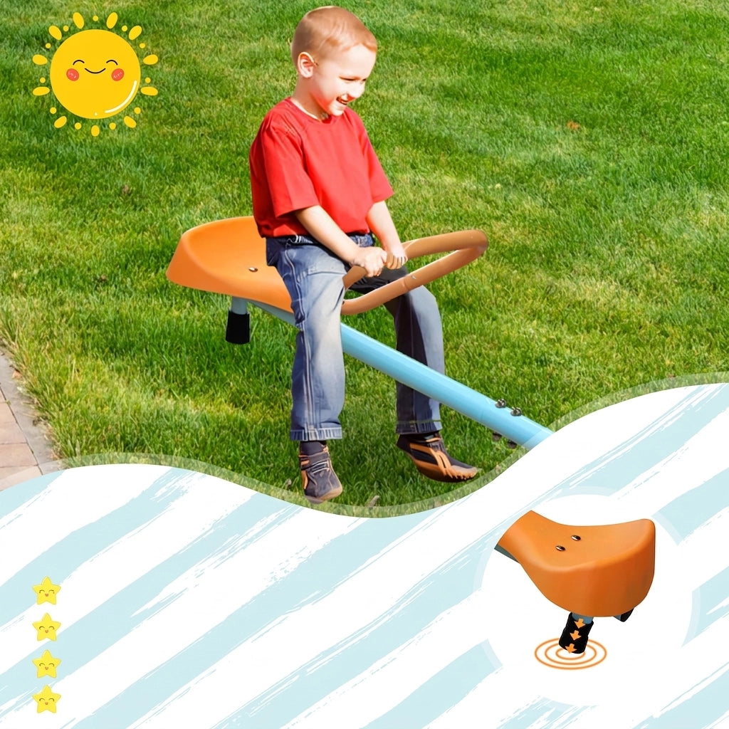 Dondolo Basculante per Bambini 4 Posti 182;88 cm con Sedute Antiscivolo; Blu e Arancione
