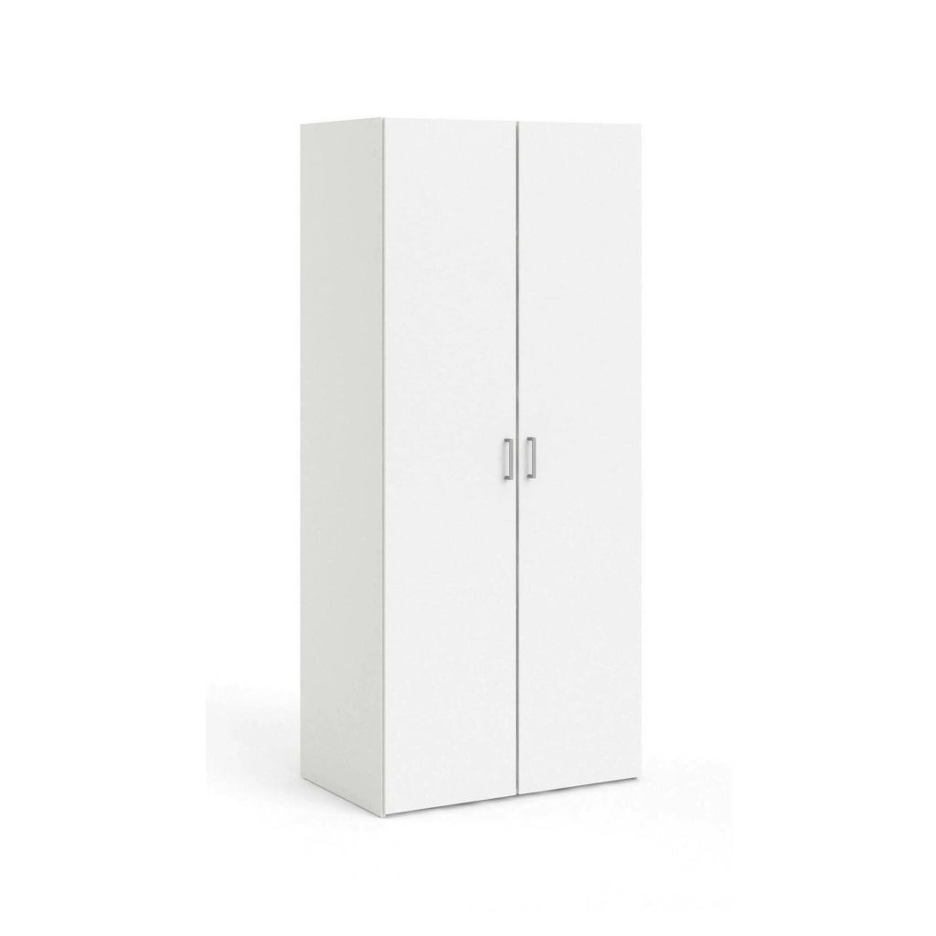 Guardaroba 2 ante Danny, Mobile camera da letto, Cabina armadio portabiti, Armadio appendiabiti, 78x50 h175 cm, Bianco