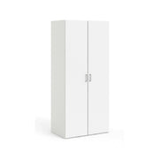 Guardaroba 2 ante Danny, Mobile camera da letto, Cabina armadio portabiti, Armadio appendiabiti, 78x50 h175 cm, Bianco