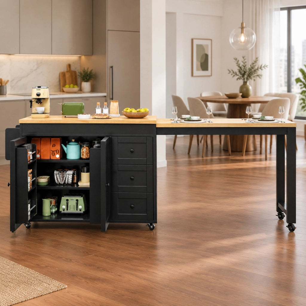 Isola cucina estensibile 116-179,5 x 45 x 89 cm MDF nero, mobile