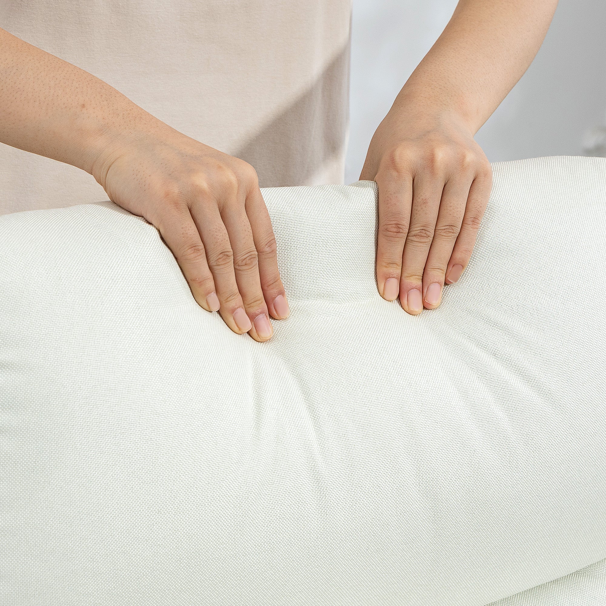 Poltrona Reclinabile 135° Max 73x86x100 cm in Tessuto Effetto Lino Bianco Crema