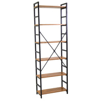 Libreria 6 ripiani 60x28xh184,5 cm in Metallo e Legno Achille Naturale