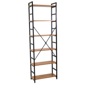 Libreria 6 ripiani 60x28xh184,5 cm in Metallo e Legno Achille Naturale
