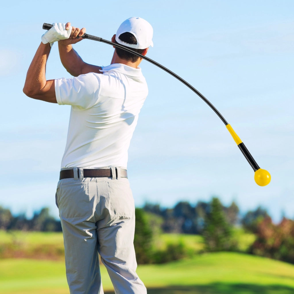 Allenatore per swing golf bastone testa ponderata impugnatura, Allenatore per swing golf aiuto movimento golf Giallo-Golf