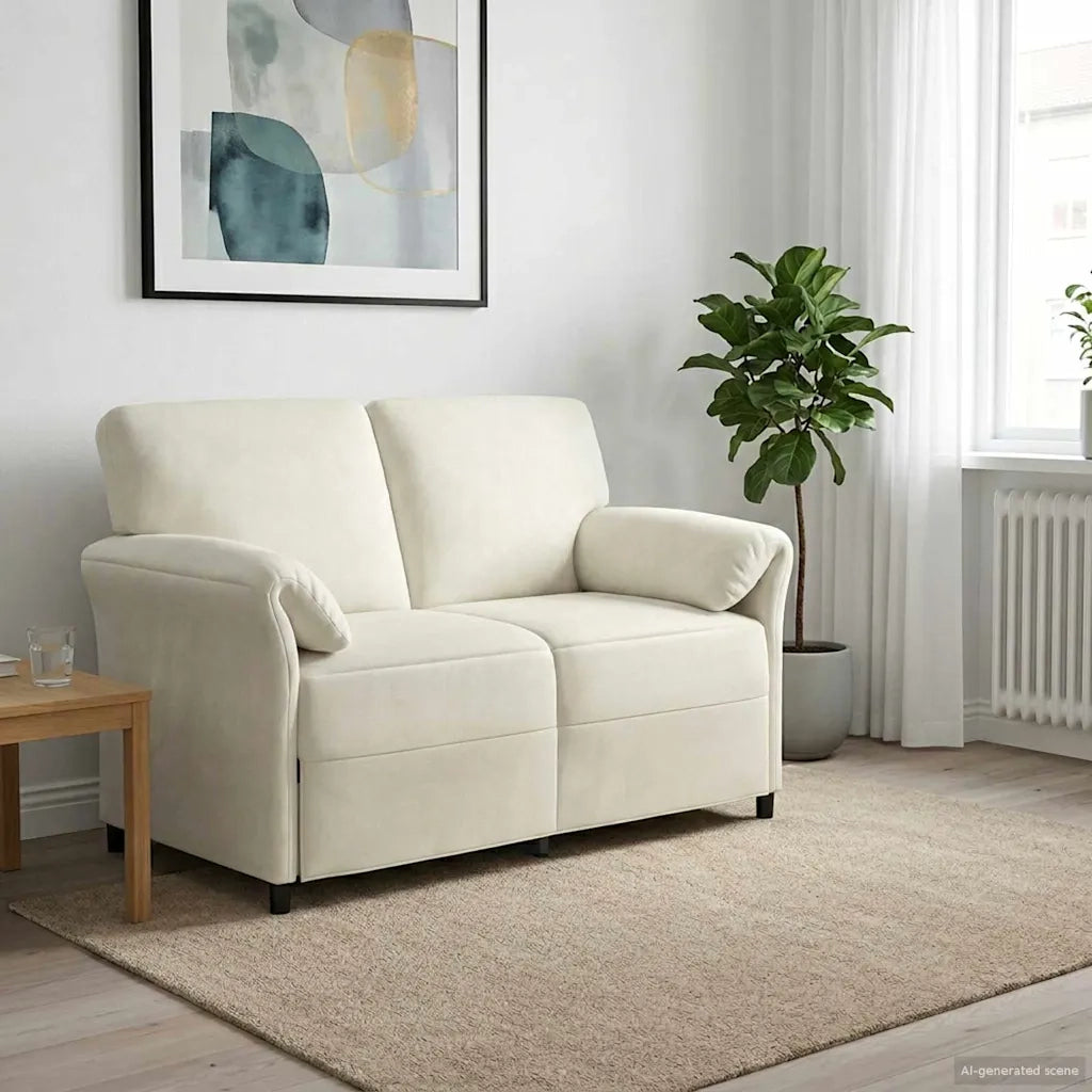 Divano a 2 Posti Crema 138 x 83 x 95 cm Velluto