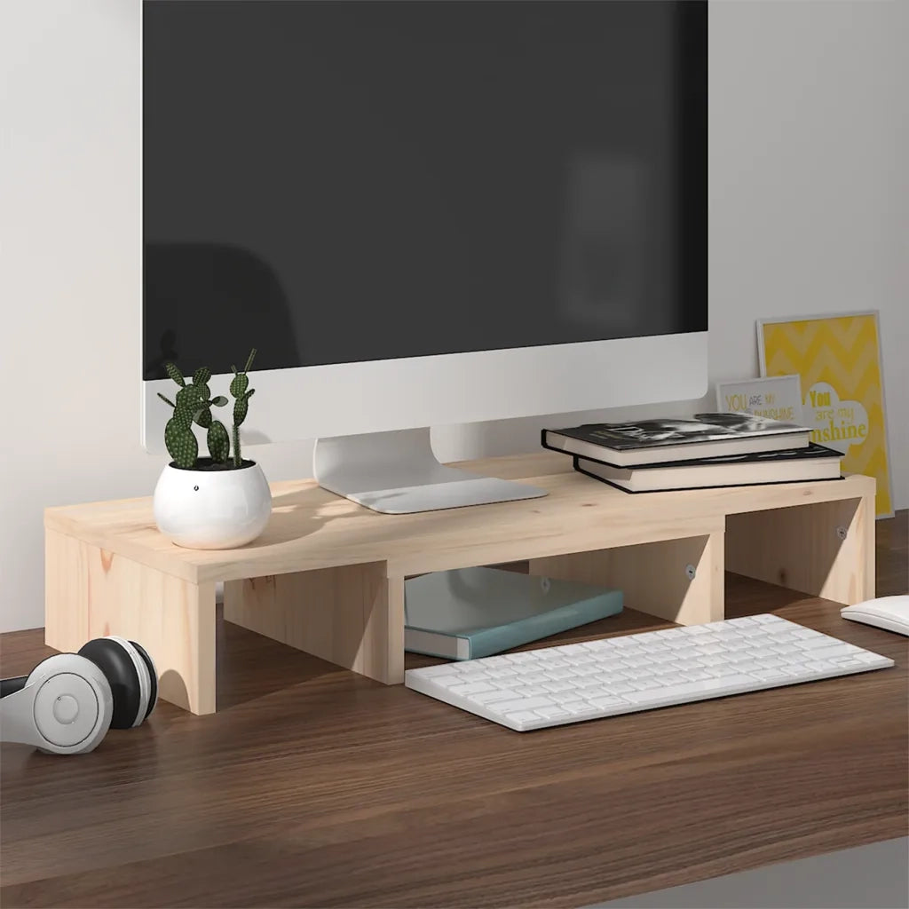 Supporto per Monitor 60x24x10,5 cm in Legno Massello di Pino 813934