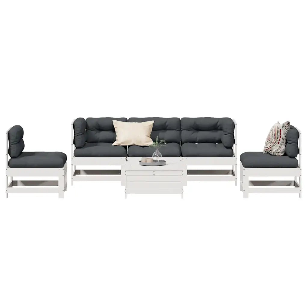 Set Salotto da Giardino 6 pz Bianco in Legno Massello di Pino 3250725