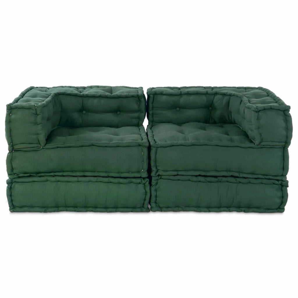 Unità di Divano Modulare 2 pcs Verde 140 x 70 x 56 cm Tessuto