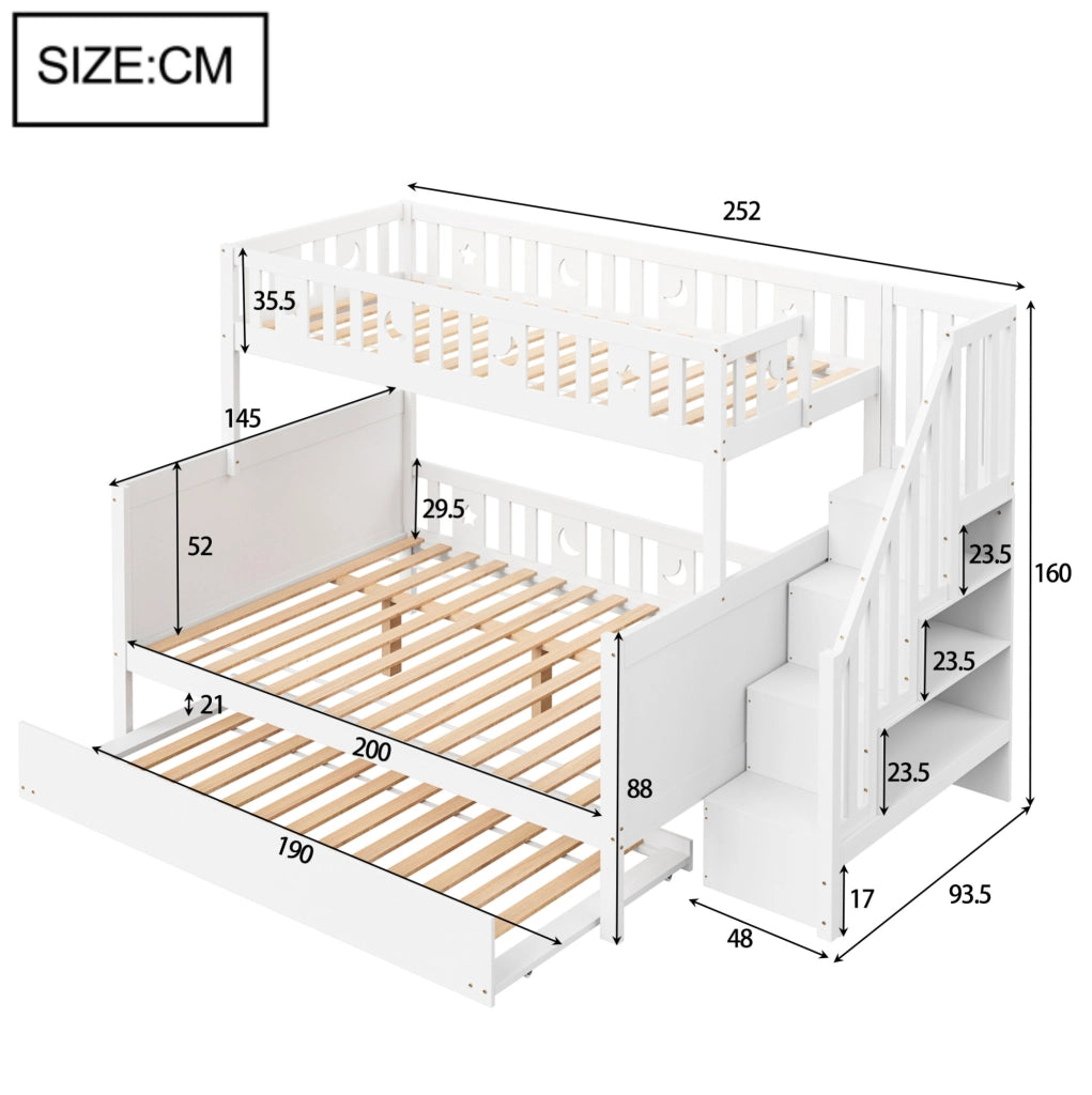 Letto a castello per bambini 90x200/140x200 cm con letto estraibile
