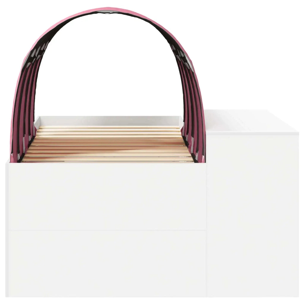 Letto alto per bambini con scrivania 3 pz Bianco e Rosa 3423680
