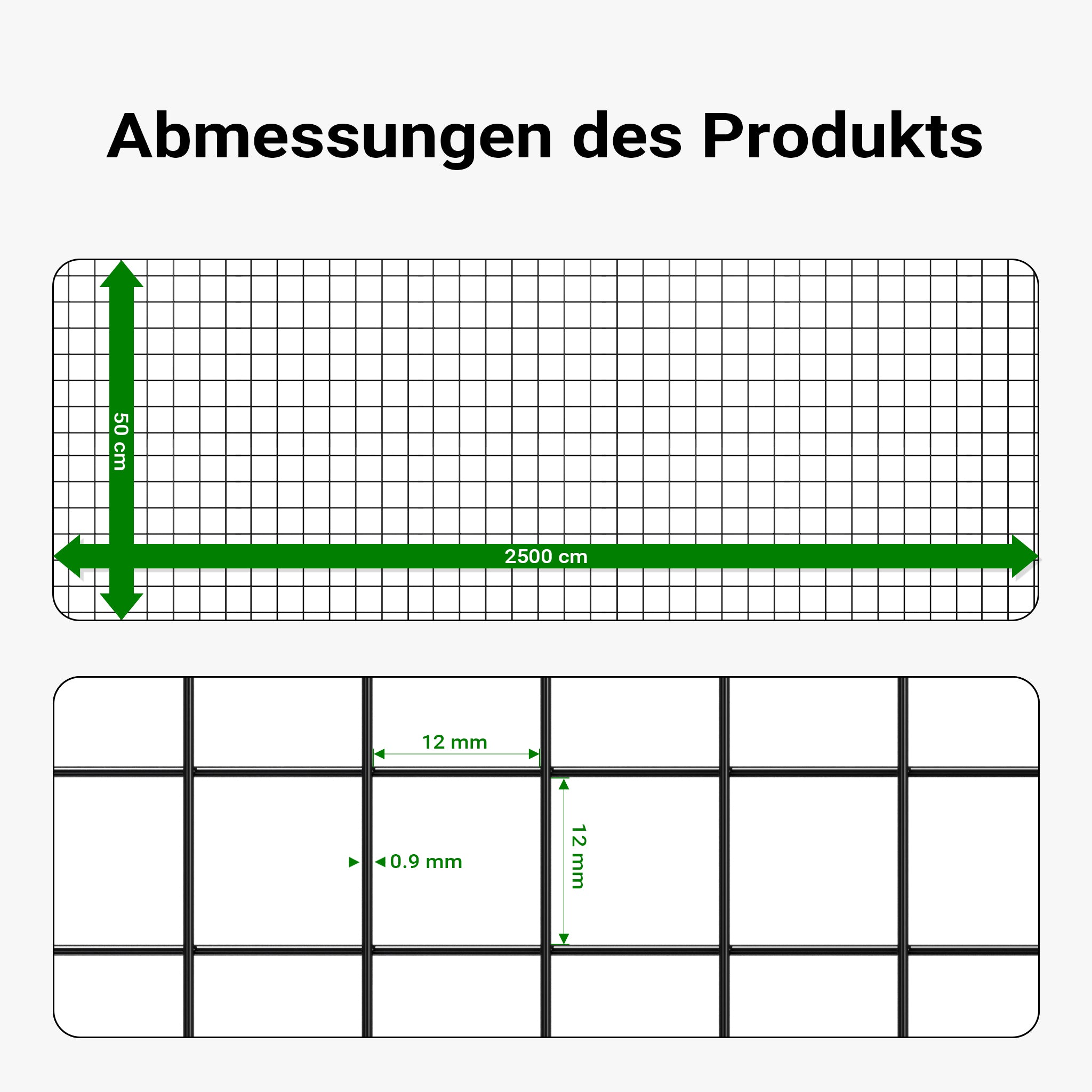 Rete da voliera nera Maglie quadrate 12x12mm Rotolo da 25m Altezza 50cm Acciaio zincato