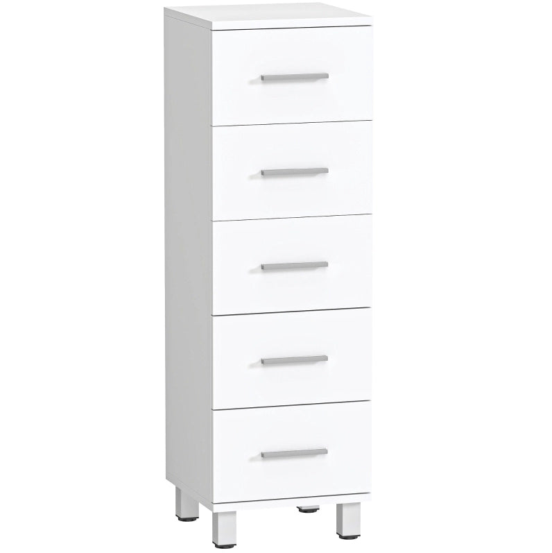 Mobiletto bagno stretto bianco con 5 cassetti 30 x 30 x 95 cm